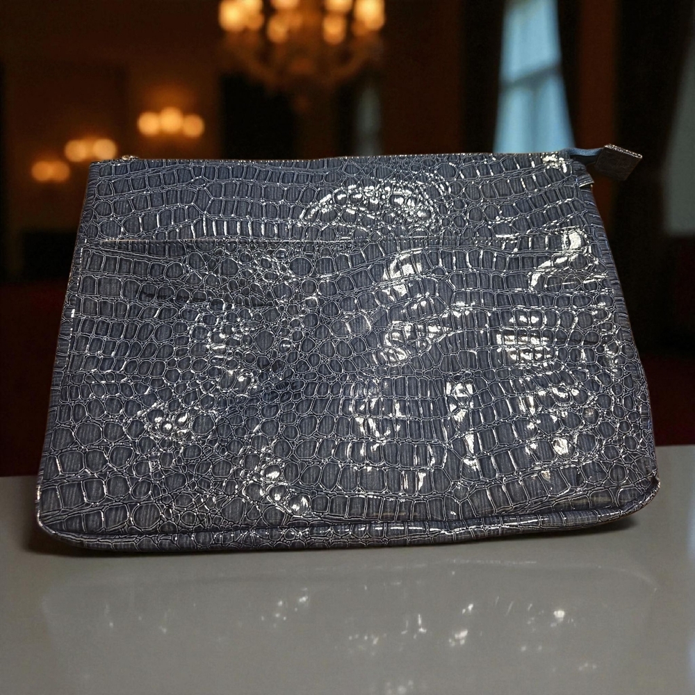 Blue‎ Crocodile-Embossed Laptop Bag